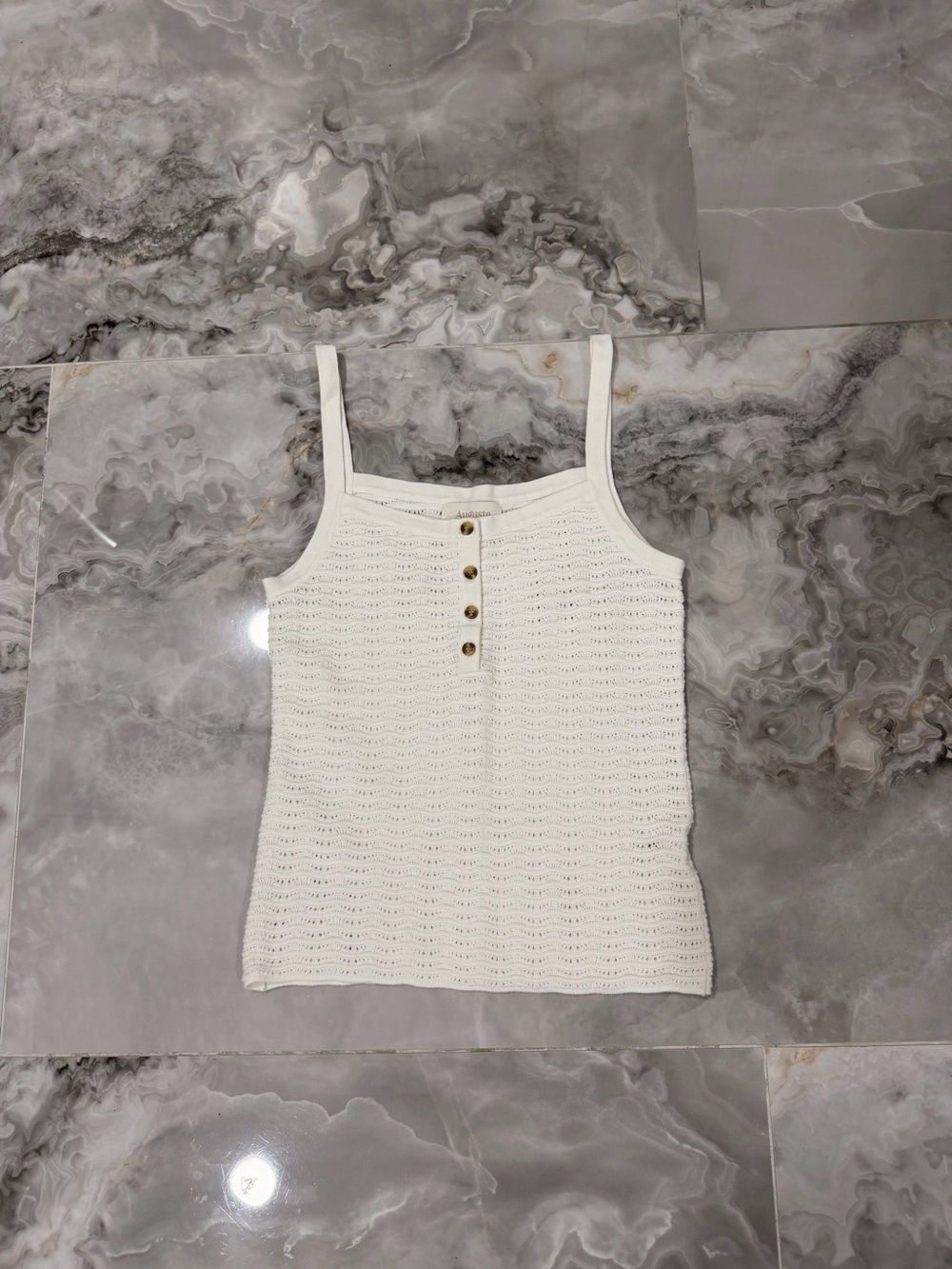 Auguste The Label Cream Knit Button-Front Camisole
